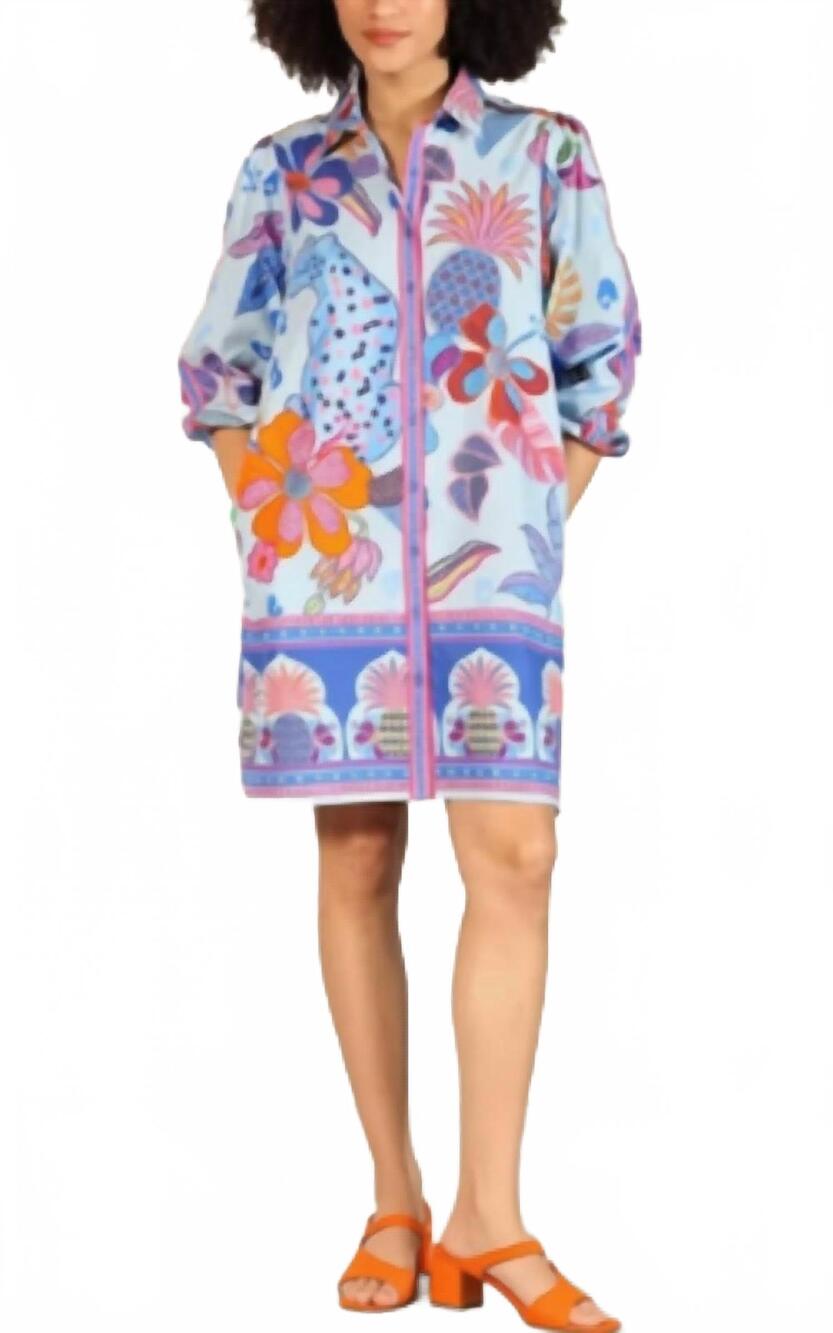 NEW MAUDE VIVANTE ava dress in blue/multi